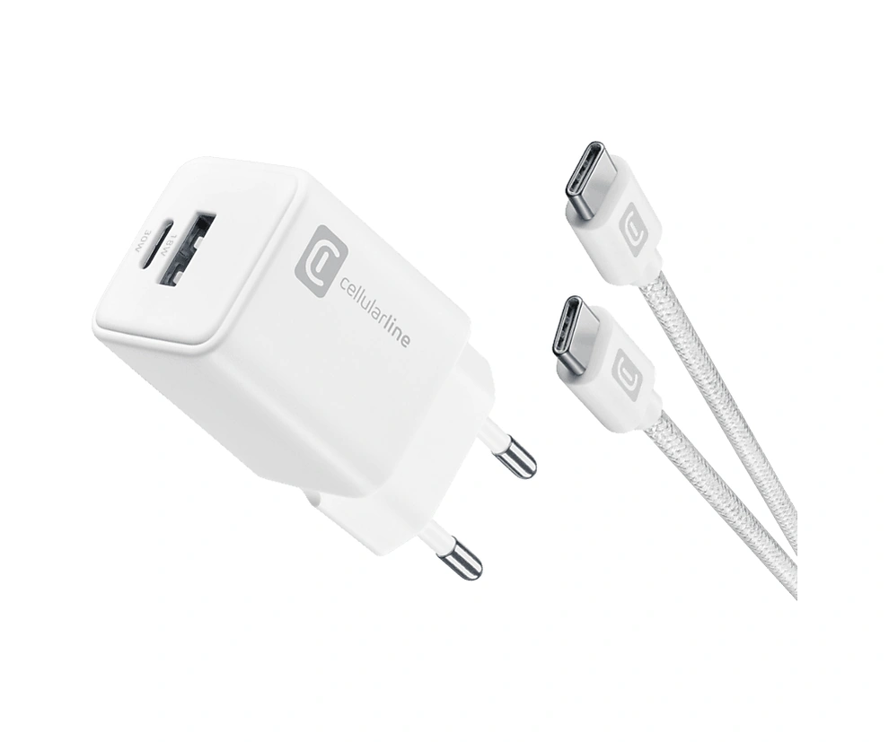Cellularlıne 30 W Dual Port Adaptör + 5A Örgü Kablo