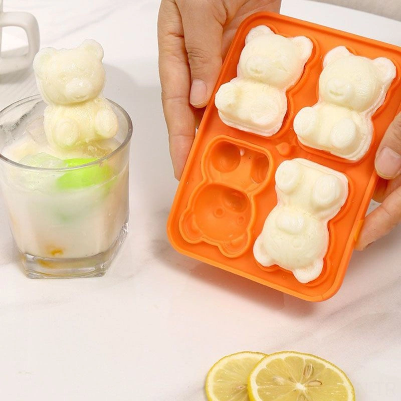Kosona Turuncu Ayı Figürlü Buzluk, Evde Pratik Buz Damlacıgı, Factory-made Molds Çok Renkli