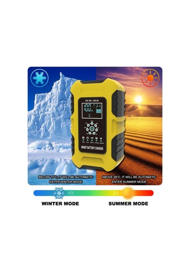 Foxsur 10a 12v 7-segment Motosiklet/araba Akıllı Akü Şarj Cihazı Sarı