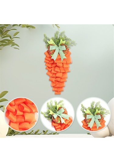 Yunboo Paskalya Polyester Havuç Çileği, Tavşan Desenli Ön Kapı Dekorasyonu, 55x30cm, Yıllık Kullanıma Dayanıklı Tatil Süsleme