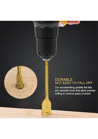 Sointeresting 13 Adet Titanyum Kaplamalı Düzleştirilmiş Matkap Ucu Seti Altıgen Şaftlı Ağaç İşleme Delik Açacağı 6-35mm