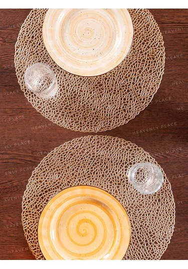 Heavenly Place Masanız İçin Yuvarlak Mutfak Peçeteleri, 4 Adet 224636669 Altın Rengi