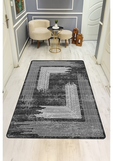 Modern Dijital Baskı Kaymaz Taban Halı H1140 Renkli