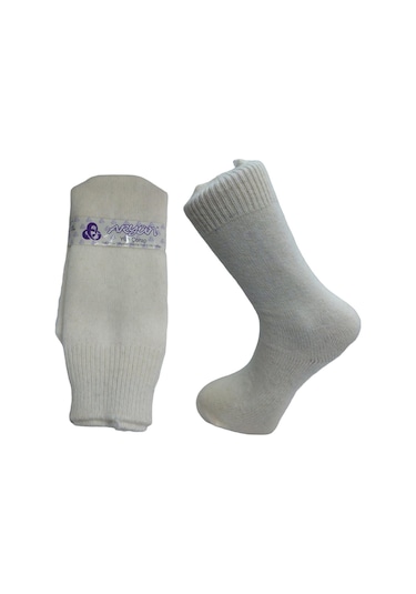 Yerli Üretim Erkek Yün Wool Soket Çorap - Ekru