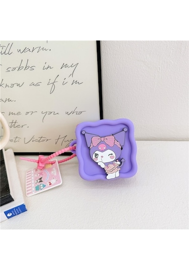 Fastbuy Çift Taraflı Kuromi Kesesi, Mor Silikon Mini Asılı Çanta Mor