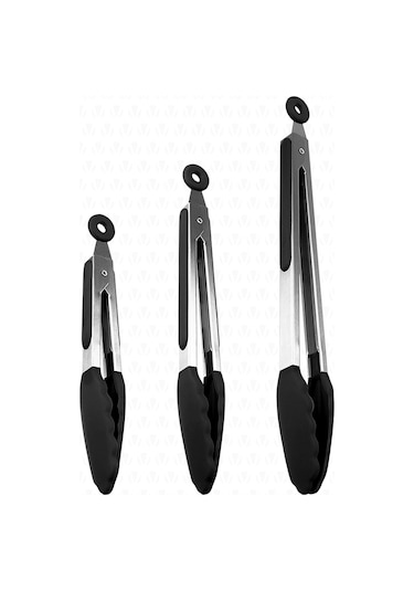 Valletta Midori Metal Sap Silikon Uçlu Kilit Sistemli Maşa Siyah