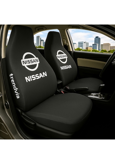Nissan Araçlara Uygun Penye Kumaş Ön Arka Oto Koltuk Kılıfı - Servis Tipi Oto Kılıf Takımı Siyah