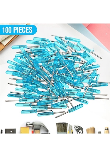 Leasetake 100 Adet Mini Yivli Tornavida, 2.0mm Düz Başlı 45mm Uzunluk Küçük Ev Aletleri Onarımı İçin