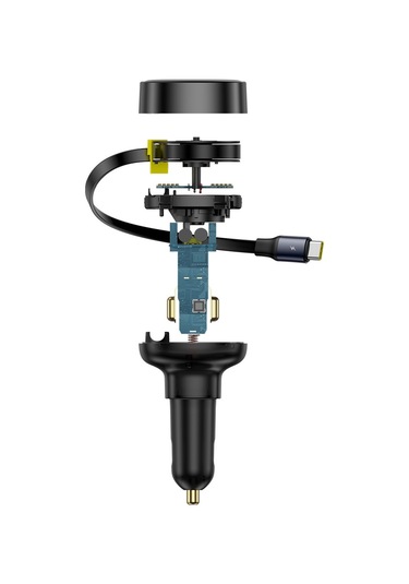 Geeksen Baseus Araç Şarj Cihazı, Geri Çekilebilir C+type-c Kablolu, 60w Hızlı Şarj, Yıldız Siyahı, Çift Cihaz Desteği