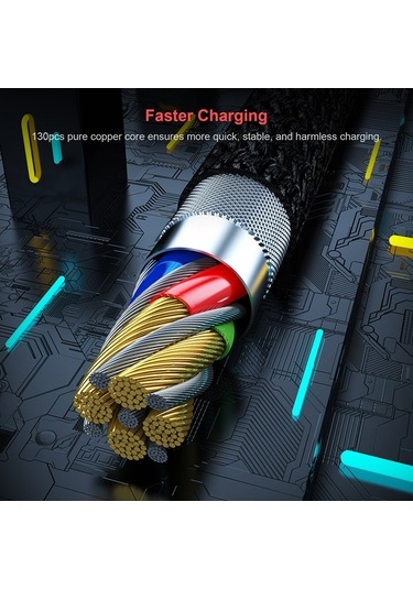 Sandwich 1.2m Gümüş 3'lü Usb Şarj Kablosu Lightning/type-c/micro Usb Uyumlu 3a Hızlı Şarj
