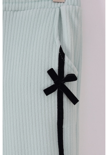 Monox Kız Çocuk Kurdale Detaylı Fitilli Polar Takım Yeşil