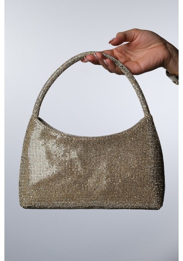 Roxane Altın Taşlı Kadın Abiye Çanta Altın