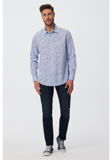 Lee Cooper Sanremo Erkek Dokuma Gömlek İndigo 16146 İndigo