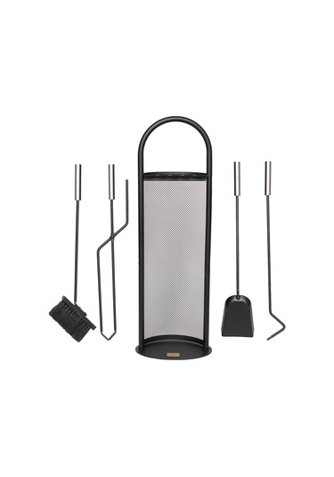 5 Li Lüx Ithal Tel Standlı Şömine - Soba Maşa Takımı Aksesuar Seti