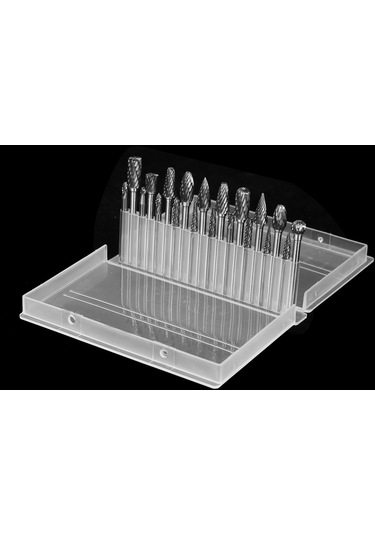 Hallow 1/8" Çift Kesim Karbür Döner Çapak Seti Şaft 20 Adet