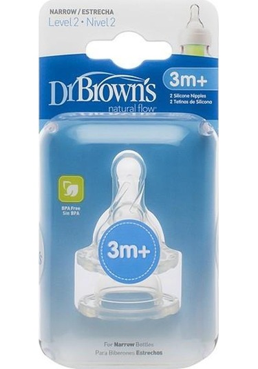 Dr.Brown's Dar Ağız 2.Seviye 3+ Silikon Biberon Emziği 2'li