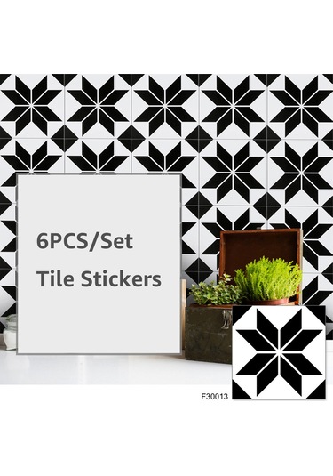 Tenfowee Kendinden Yapışkanlı Suya Ve Yağa Dayanıklı Pvc Duvar Sticker'ı, 20x20cm 6'lı Paket, F3009 Diğer