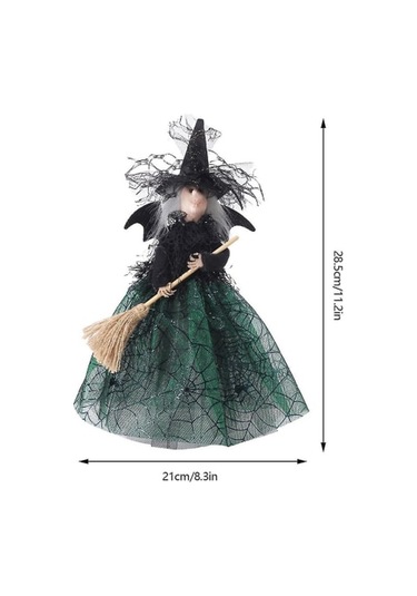 Cadı Bebek Dekorasyonu Büyülü Hayaletsiz Cadı Bebeği Cadılar Bayramı Yeşil