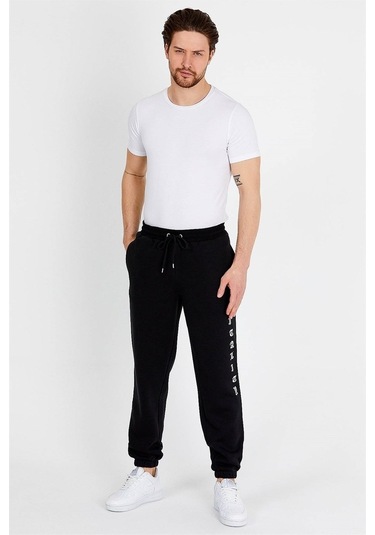 Jahr Marc Baskılı Oversize Siyah Erkek Eşofman Altı Siyah