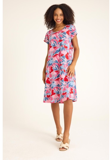 2 Adet Dökümlü Rahat Kalıp Penye Kumaş Anne Elbise-krem