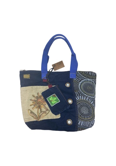 Vintage Salaş Çok Renkli Orta Boy Günlük Seyahat Gezi Omuz Çantası 36cmx34cm Bej