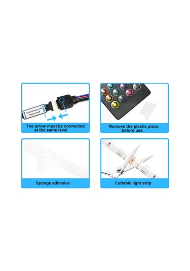 Maiyame 16 Renkli 4 Modlu Ip65 Su Geçirmez Rgb Led Şerit Işık, Uzaktan Kumandalı Kesilebilir Işık Bandı, Dekoratif Aydınlatma Diğer