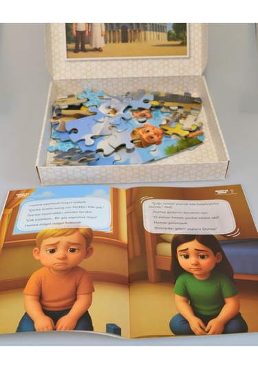 Mescid-i Aksa 54 Parça Çocuk Puzzle Hikâye Kitabı Ve Boyama Kitabı Hediyeli, Özel Kutulu Çok Renkli