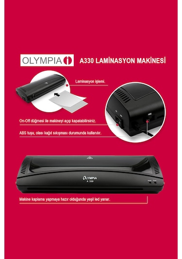 Olympia A330 A3 Laminasyon Makinesi + 15 PVC Filmi