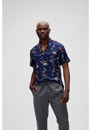 Bad Bear Hector Erkek Lacivert Kısa Kollu Gömlek