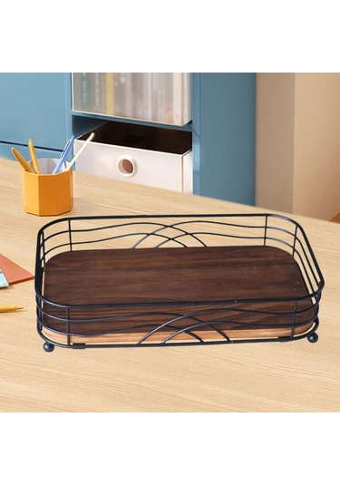 Homyl Kağıt Havlu Tutucu Masaüstü Depolama Rafı Mücevher Kahverengi