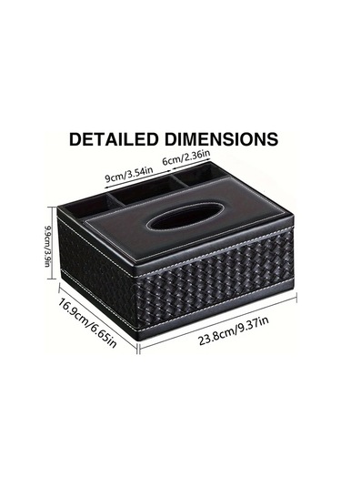 Tongdashop Beyaz Renkli Çok Bölmeli Şık Suni Deri Mendil Kutusu Telefon Ve Kumanda Saklama Beyaz