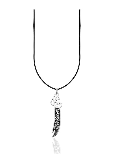 Oya Silver Hat İşlemeli Hz. Ali Zülfikar Gümüş Kolye Ucu 4.2x0.9cm Oyot333