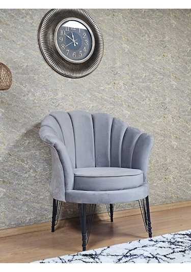 Tekli İstiridye Siyah Boyalı Telli Ayak Çay Seti Koltuk Tekli Ber Çok Renkli