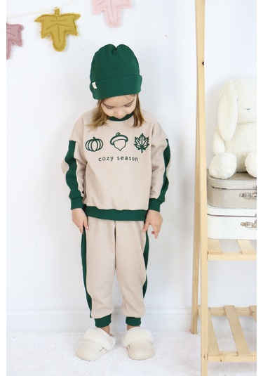 Miababy Cozy Nakış Baskılı 3lü Takım Koyu Yeşil