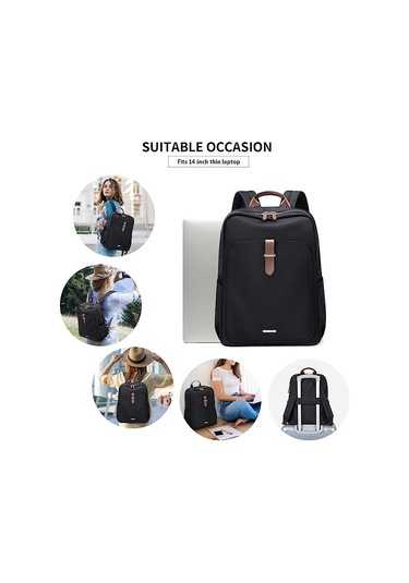 Kangvka Kadınlar İçin 15 İnç Laptop Çantası - İş, Seyahat, Üniversite İçin Organize Bölmeli, Su Geçirmez, Dayanıklı Moda Sırt Çantası Aynı Siyah