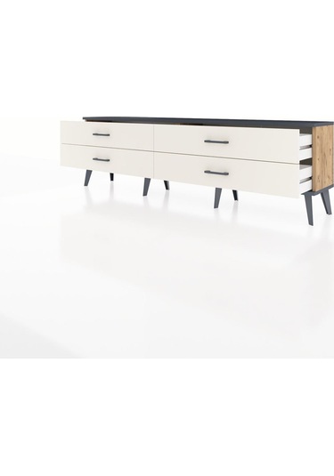 Arges Tv Ünitesi 4 Çekmeceli 176x30x51 Çam-antrasit/aytaşı Antrasıt/aytası