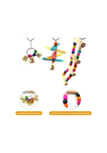 Yifomall Renkli Ahşap Kuş Tırmanma Merdiveni - Papağanlar Ve Kuşlar İçin Asılı Oyun Parkuru