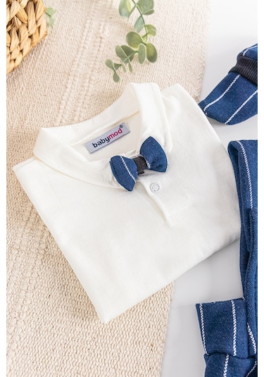 Vintage Desenli Şapkalı Erkek Bebek Tulum Salopet Takım 001