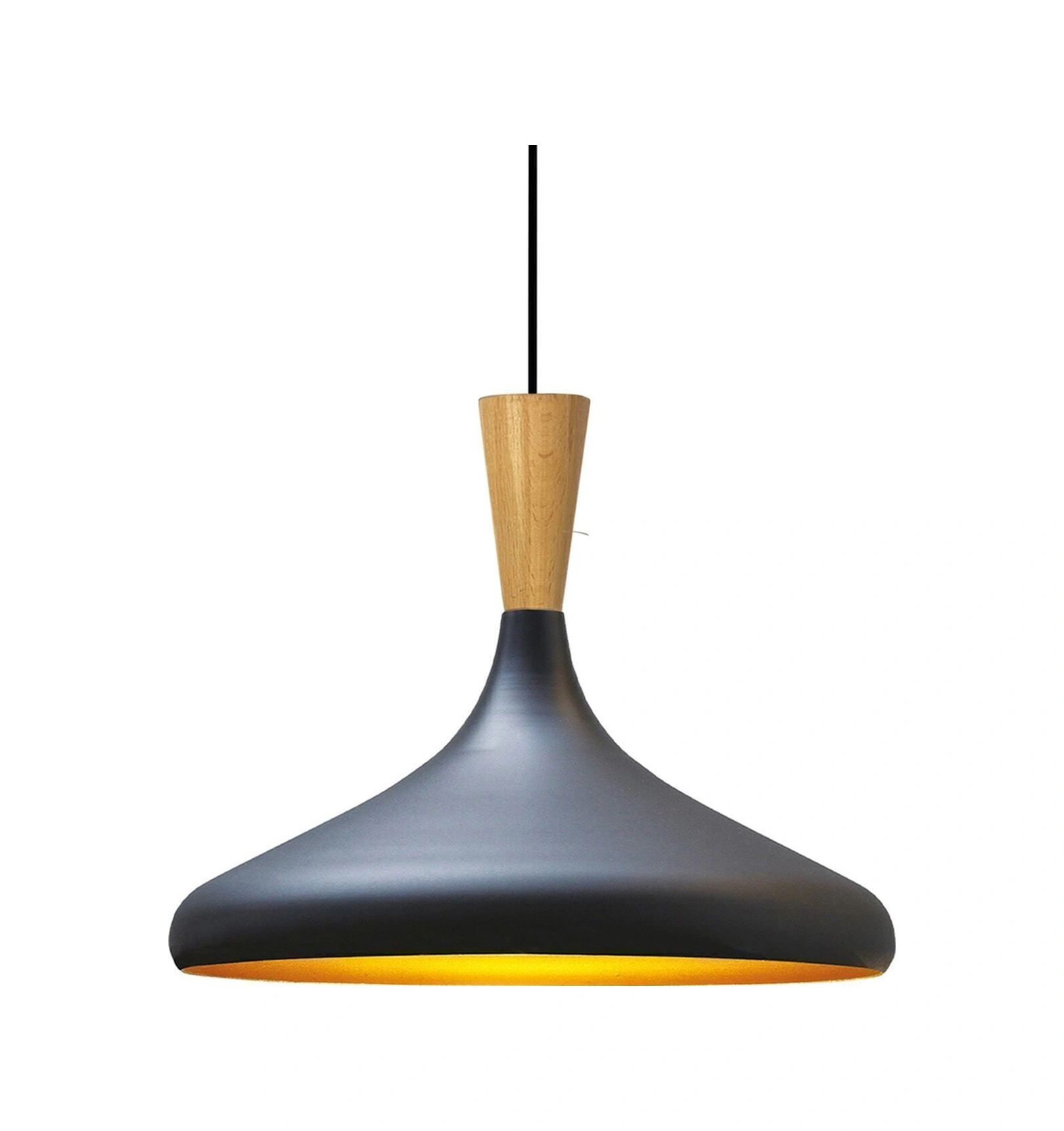 Champion Siyah Ahşap Huni Tekli Avize Sarkıt Salon Mutfak Cafe Butik Lamba Aydınlatma Avizeler Siyah