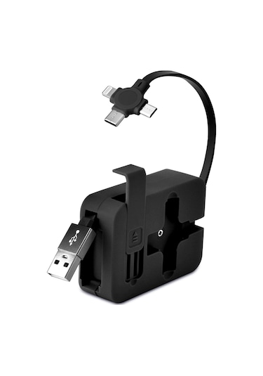 Zmc Bilişim Cep Tipi Telefon Tutuculu Makaralı Uzayıp Kısalabilen 3'ü 1 Arada Usb Şarj Kablosu