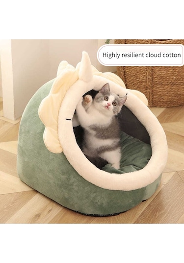 Leezsing Çıkarılabilir Ve Yıkanabilir Kedi Yarı Kapalı Yuva Matı, Kedi Köpek Sepeti, Kedi Evi Çadırı Mağara Kedi Yatağı