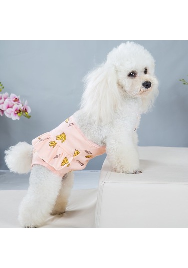 Muz Baskılı Köpek Fizyolojik Pantolon Rahat Nefes Alabilir Askılı Pet Fizyolojik Pantolon, Boyut: Xl Pembe