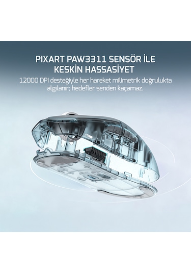 Gamepower Radus 12.000dpı Triple Mode Kablolu/bluetooth/2.4g Gaming Mouse -