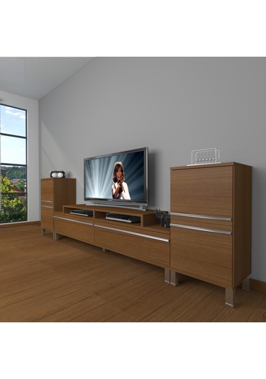 Decoraktiv Ekoflex On2 Mdf Krom Ayaklı Tv Ünitesi Tv Sehpası Ceviz
