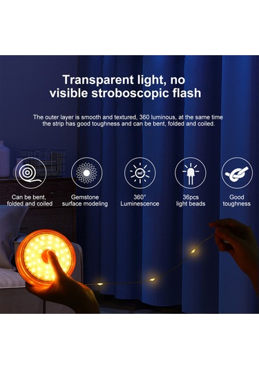 Teltree Usb Şarjlı 8m Led Kamp Işığı, Ip67 Koruma, 1500mah Pil, Renkli Stüdyo Işığı, Tente Ve Kamp İçin, Siyah Sıcak Ve Renkli Kombinasyon Siyah