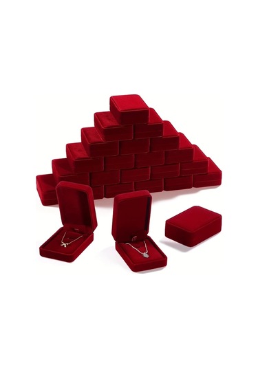Willowhaven 8 Parça Kırmızı Kadife Mücevher Kutusu Kolye Küpe Saklama Kutusu