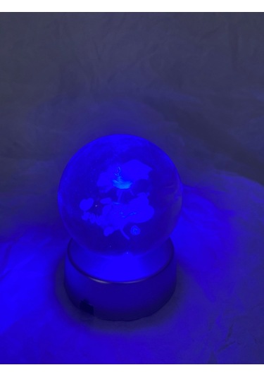 3d Led Işık Cam Küre Çiçek I Love You Pilli