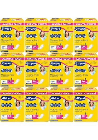 Canped Mesane Pedi Avantaj Paketi Yoğun Büyük Boy L 20'Li x 12 240 Adet