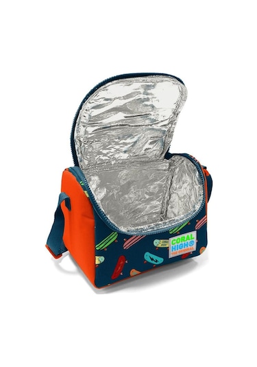 Coral High Kids Çivit Neon Turuncu Kaykay Desenli Thermo Beslenme Çantası 11723