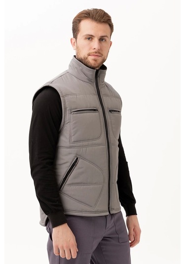Kışlık Su Geçirmez Çok Cepli Yelek Isı Yalıtımlı Melesa İş Outdoor Suya Sıcak Tutucu Gri